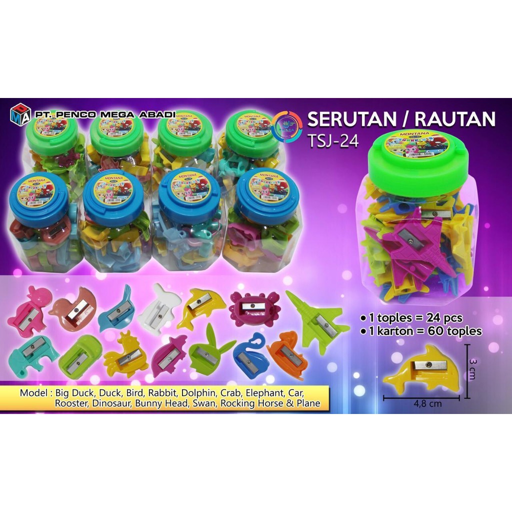 

Montana Serutan/ Penghasa/ Peraut Pensil Murah [1 Toples isi 24 Pcs]