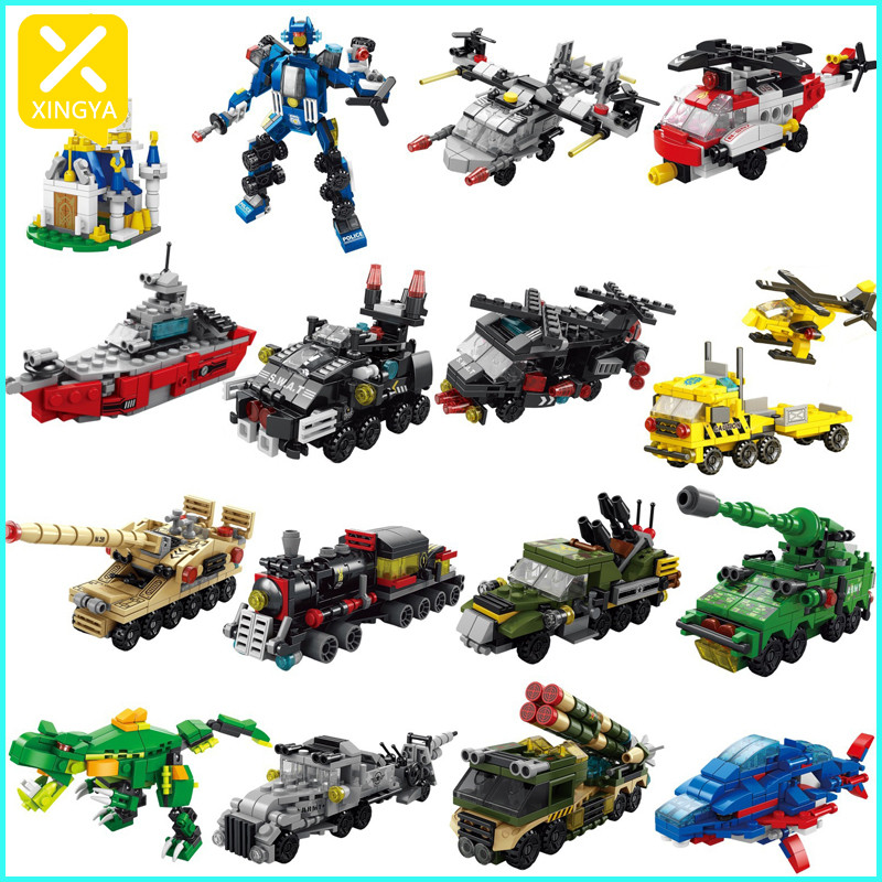 XINGYA (BOX) Mainan Block SWAT Tank Militer Model 6in1 138PCS Susun Robot Polisi Building Anak
