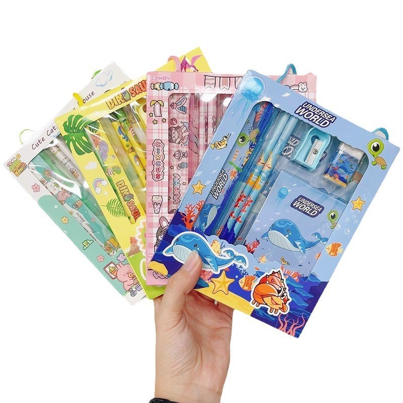 

PAKET STATIONERY SET LUCU KARAKTER/ TK / PAUD /SD /PENSIL/ PENGHAPUS/ NOTES/ PENGGARIS NOTES 6 in 1