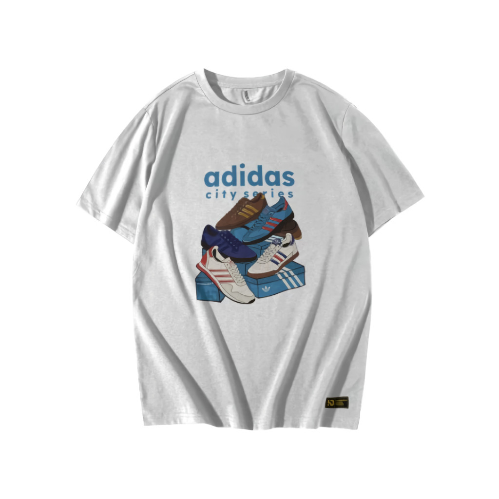 Tshirt - Kaos Casual Adidas City Series Hitam Putih Unisex | Cotton Combed24s
