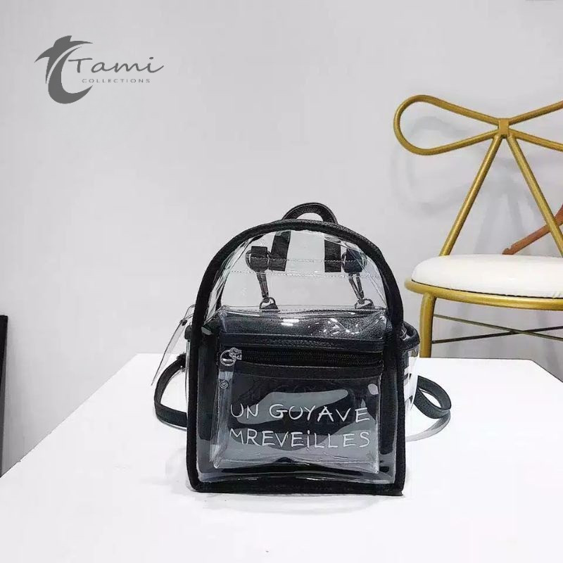 TAS RANSEL TRANSPARAN GOYAVE~TAS GOYAVE~BACKPACK FASHION WANITA~TAS RANSEL WANITA~TAS TRANSPARAN PVC