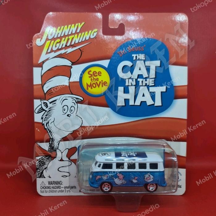 pee99 Johnny Lightning the cat in the hat 65 VW Samba Bus blue white