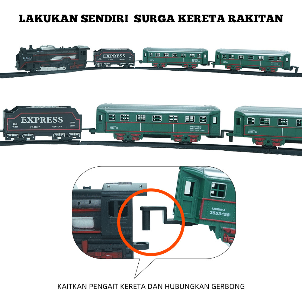 BABYCOLOR Mainan Anak Kereta Api Rail King Kereta Api Rel Panjang Kereta Api Mainan Anak Laki Laki
