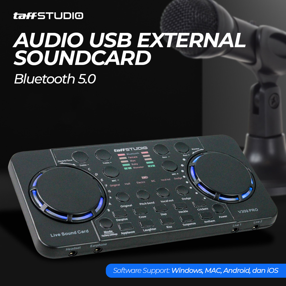 Audio Bluetooth USB External Soundcard Live Microphone - V300 Pro