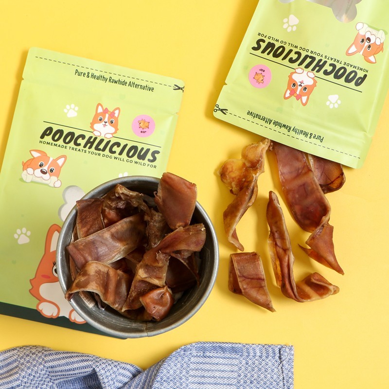 Poochlicious Pig Ear Stripes / Pig Ear / Kuping Babi / Dog Snack/ Cemilan Anjing / Snack Anjing