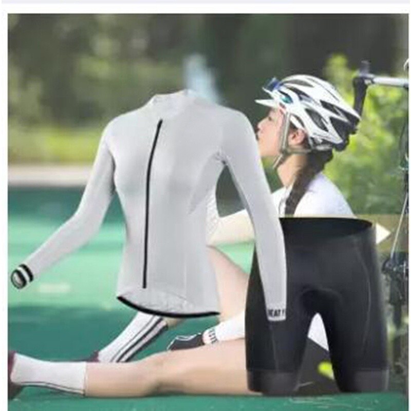 LAYOTO  Jersey Bersepeda Wanita Lengan Panjang Wanita Lengan Panjang Bersepeda Jersey Set Floral Sep