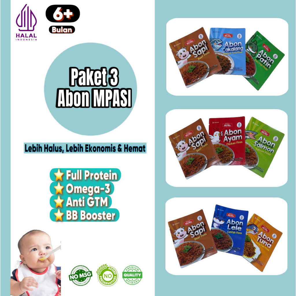 

N3V - Paket Ekonomis 3 pcs Abon MPASI Bayi BB Booster Non MSG Bayi Anak 6+ 8+ Bulan