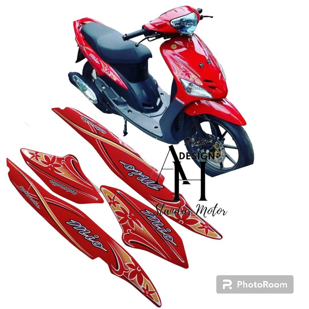 stiker striping motor mio sporty 2005 merah full body orginal terbaik