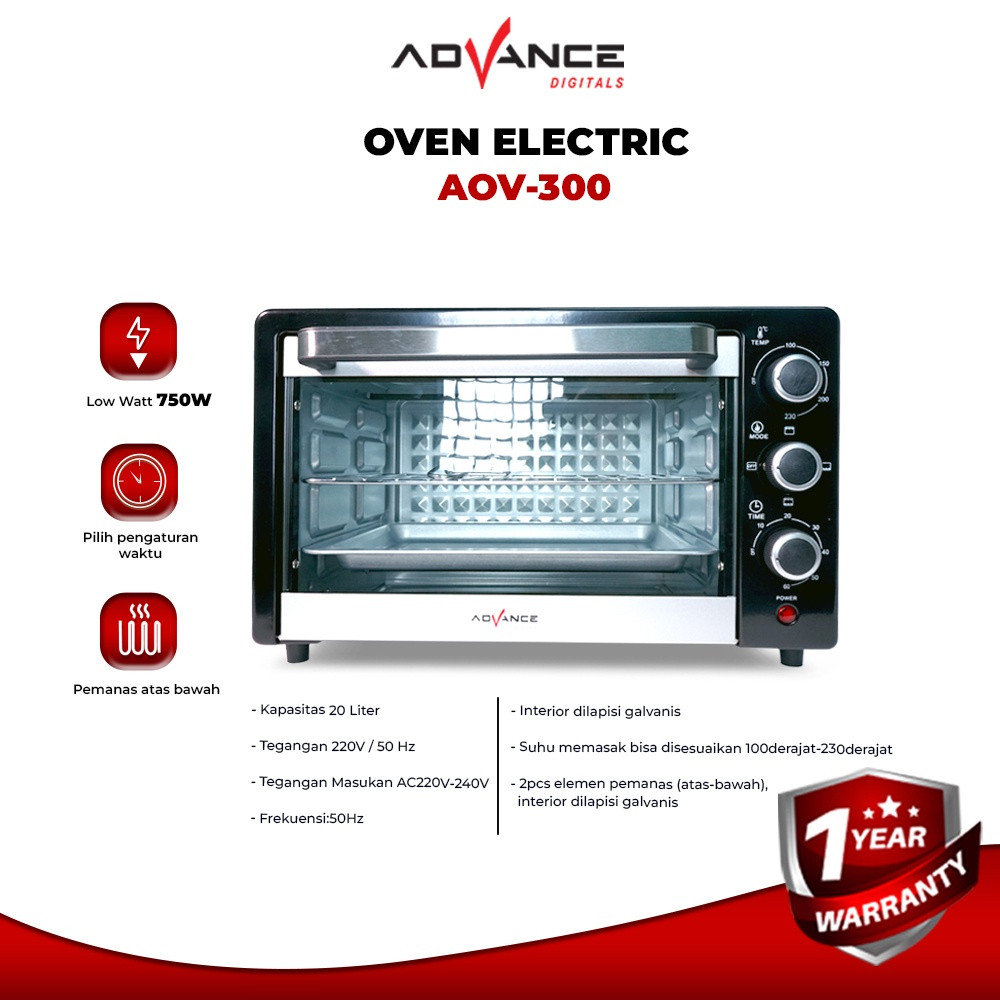Advance AOV300 Oven Listrik Low Watt 20 Liter