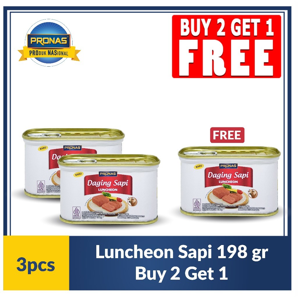 

[Buy 2 Get 1] Pronas Luncheon Sapi 198 Gr Buy 2 Get 1