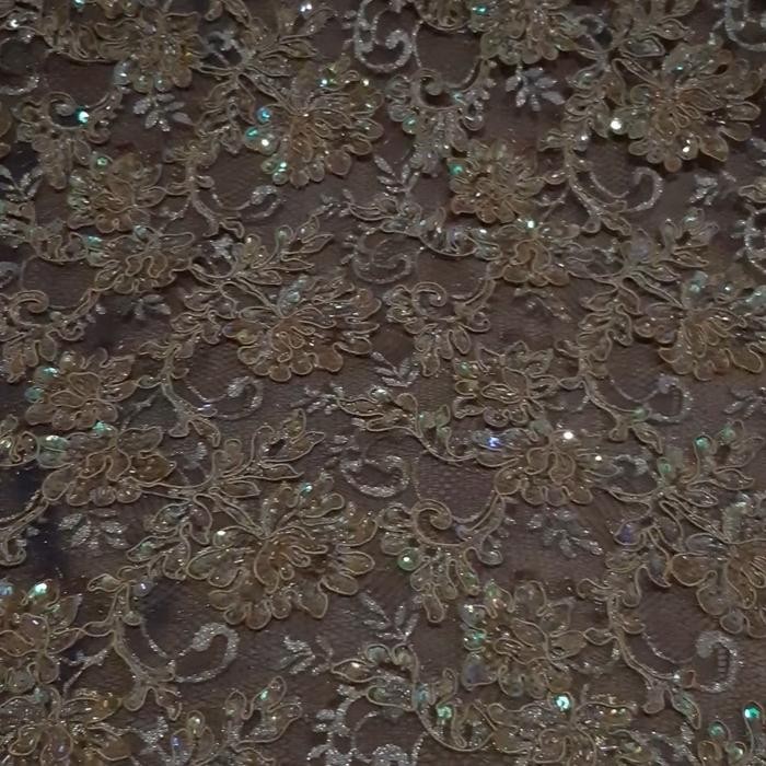 Kain Bahan Brokat prada cornely full payet High Quality - Biru Gold