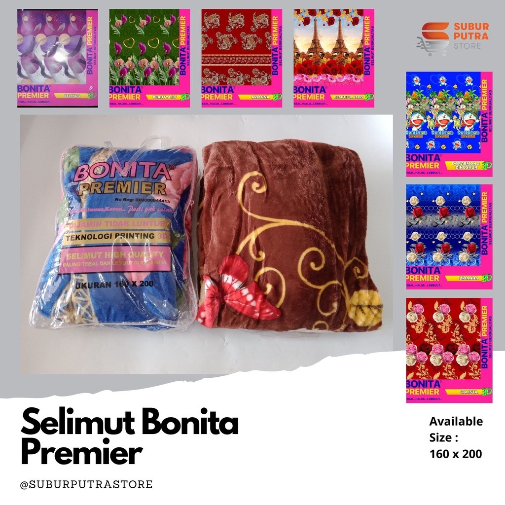 Selimut Disperse & Premier (VARIAN B) Bonita 3D Ukuran 160x200 Cm