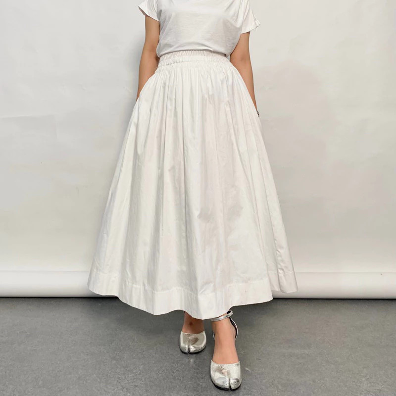 Fiora Rok Wanita Panjang - Rok Kerja Wanita - Rok Linen Anti Kusut Rok Putih Korean Style Premium V2