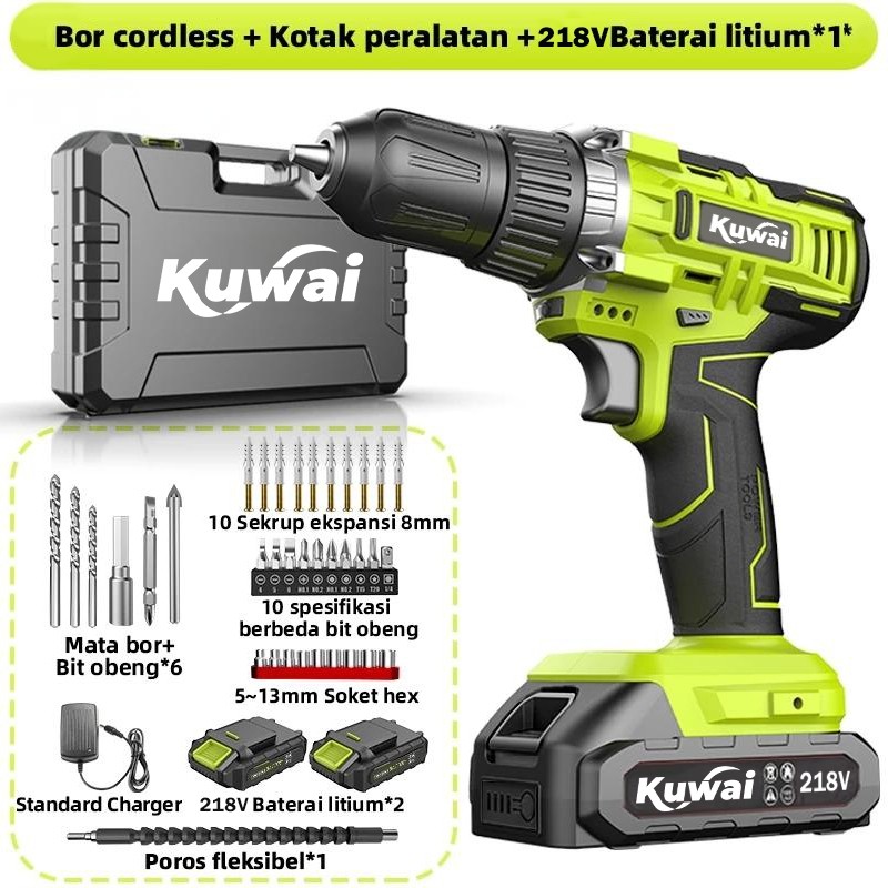 Mesin Bor Listrik Bor Baterai Cordless Cas Tangan Murah Berkualitas Bor Tanpa Kabel KUWAI Terlaris