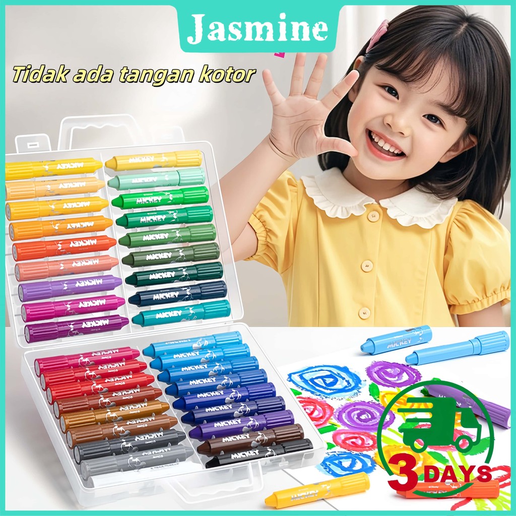 

【COD】Grasp Crayon 48/36/24 Warna Mata Sedang Silky Crayon Water Soluble Crayons Krayon Licin Grasp
