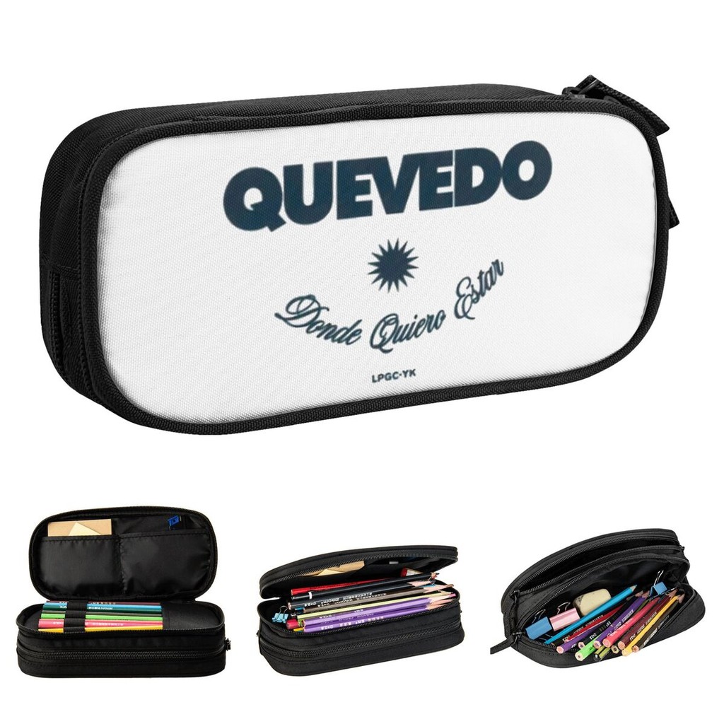 

Quevedo Music Logo Pencil Case Pen Holder Bag Student Large Storage Office Cosmetic Pencil Box