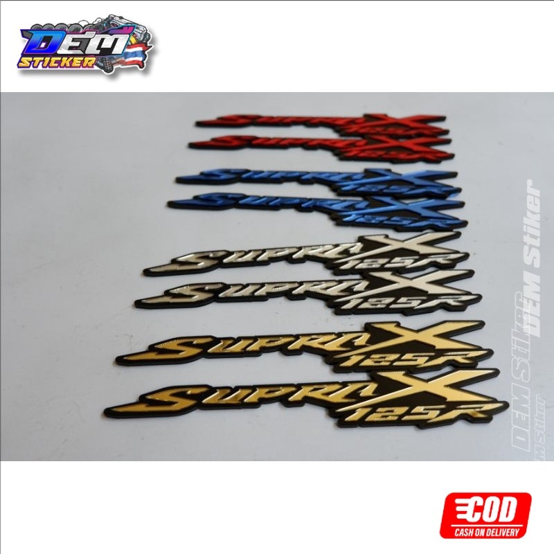 emblem Supra X 125 akrilik timbul, stiker emblem akrilik Supra X 125 timbul