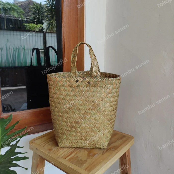 

✨TERLARIS✨ -tas hampers pandan tas anyaman purun natural - S