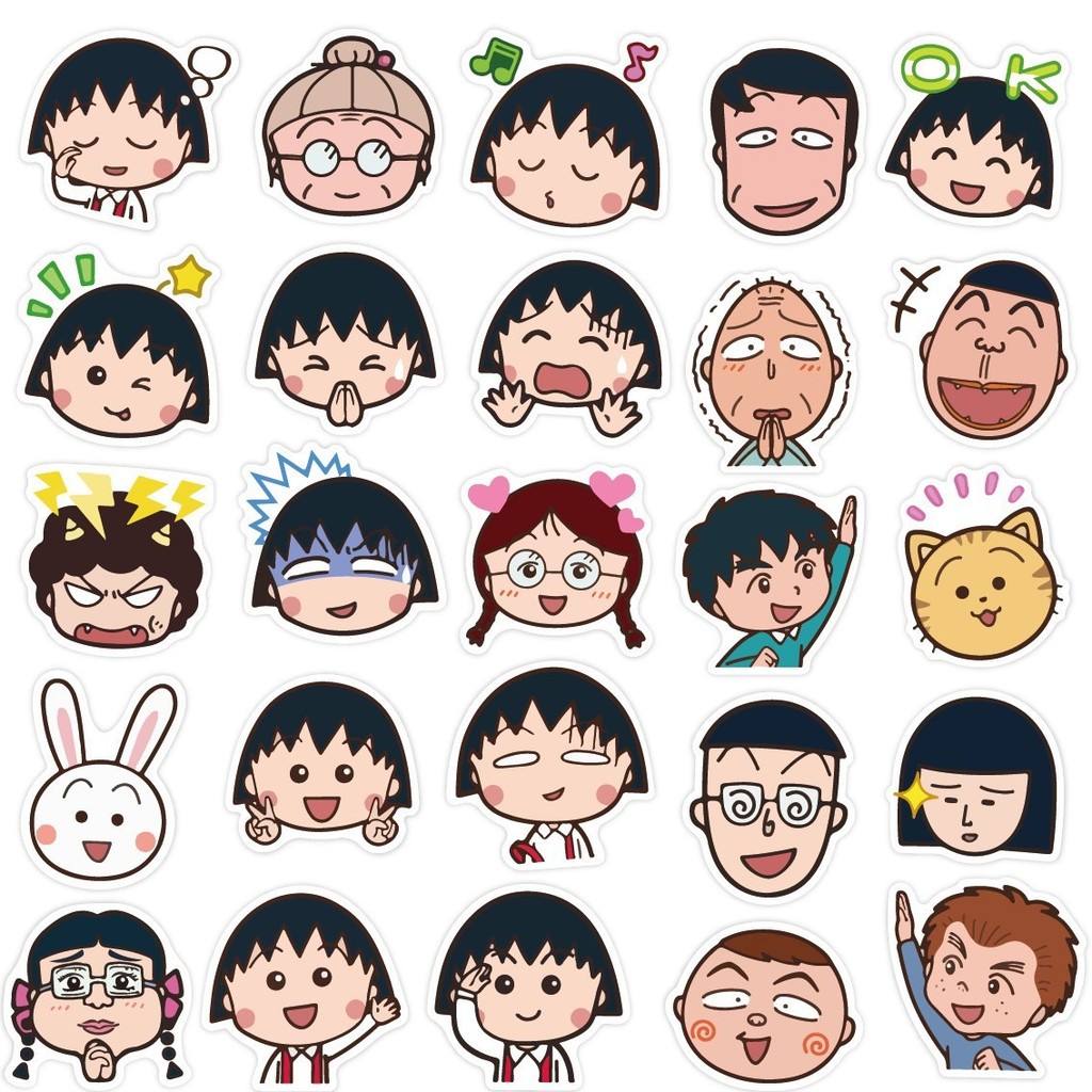 

50 Pcs Sticker Chibi Maruko Chan Vinyl Waterproof untuk Tempelan Laptop Tumbler HP Koper DIY [13]