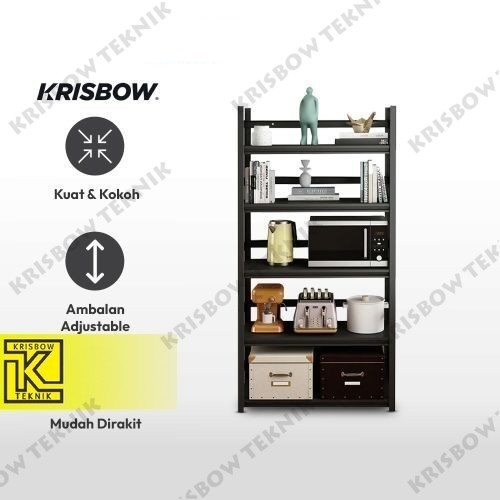 Krisbow Rak Besi 5 Tingkat Dengan Roda - Hitam