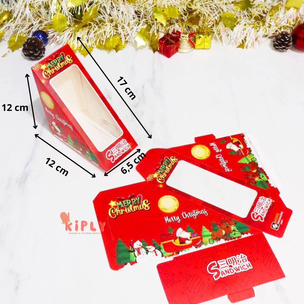 Box Sandwich Merry Christmas/Box Segitiga Seri Natal/Box Roti Sandwich