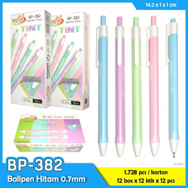 

Pulpen Ballpen 0,7mm ESCO BP-382 TINT (12pc)