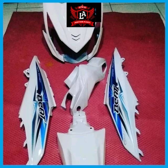 L.A MOTOR PART - Body halus honda beat fi stater kasar 2013-2015,putih full set body beat fi