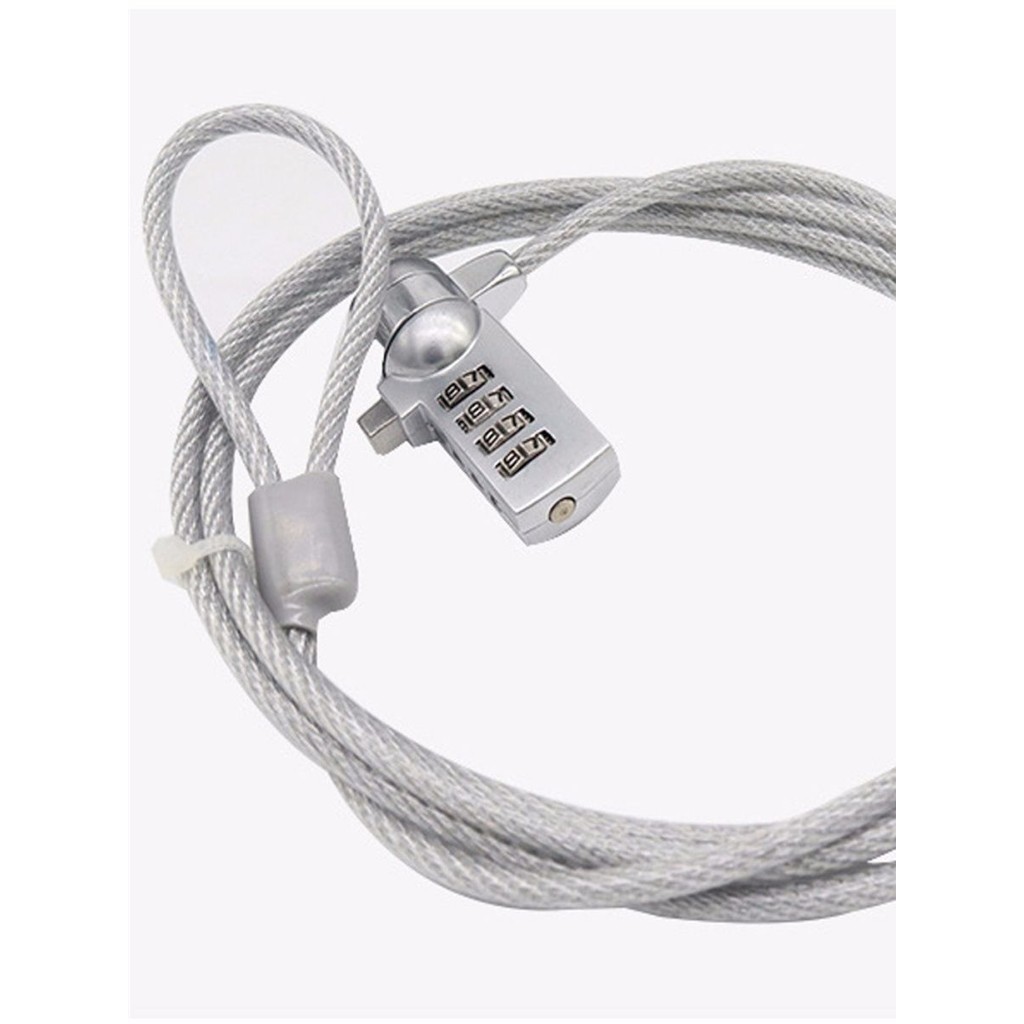 

Portable Padlock Chain Computer Lock Notebook Security 4-digit Code Number Password Wire Rope Cable Lock for Computer 1.1 meter