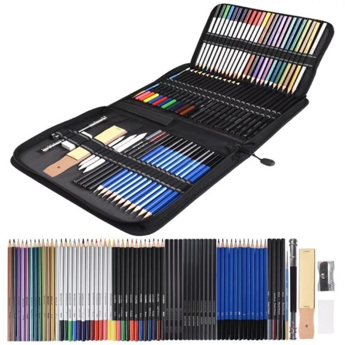 

Sketching Pencil Set 72 Pcs Pensil Gambar Sketsa Art Drawing Kit Tools
