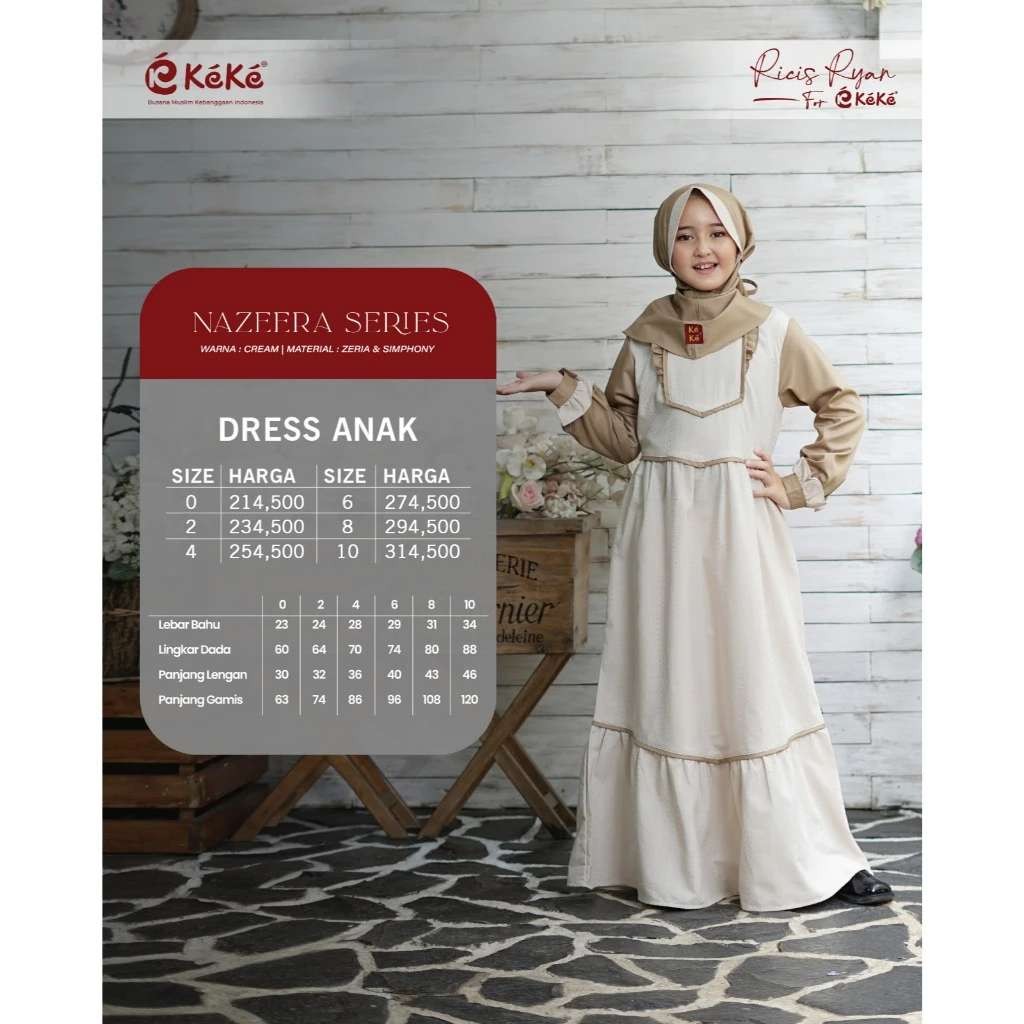 KEKE GAMIS ANAK GAK NAZEERA CREAM