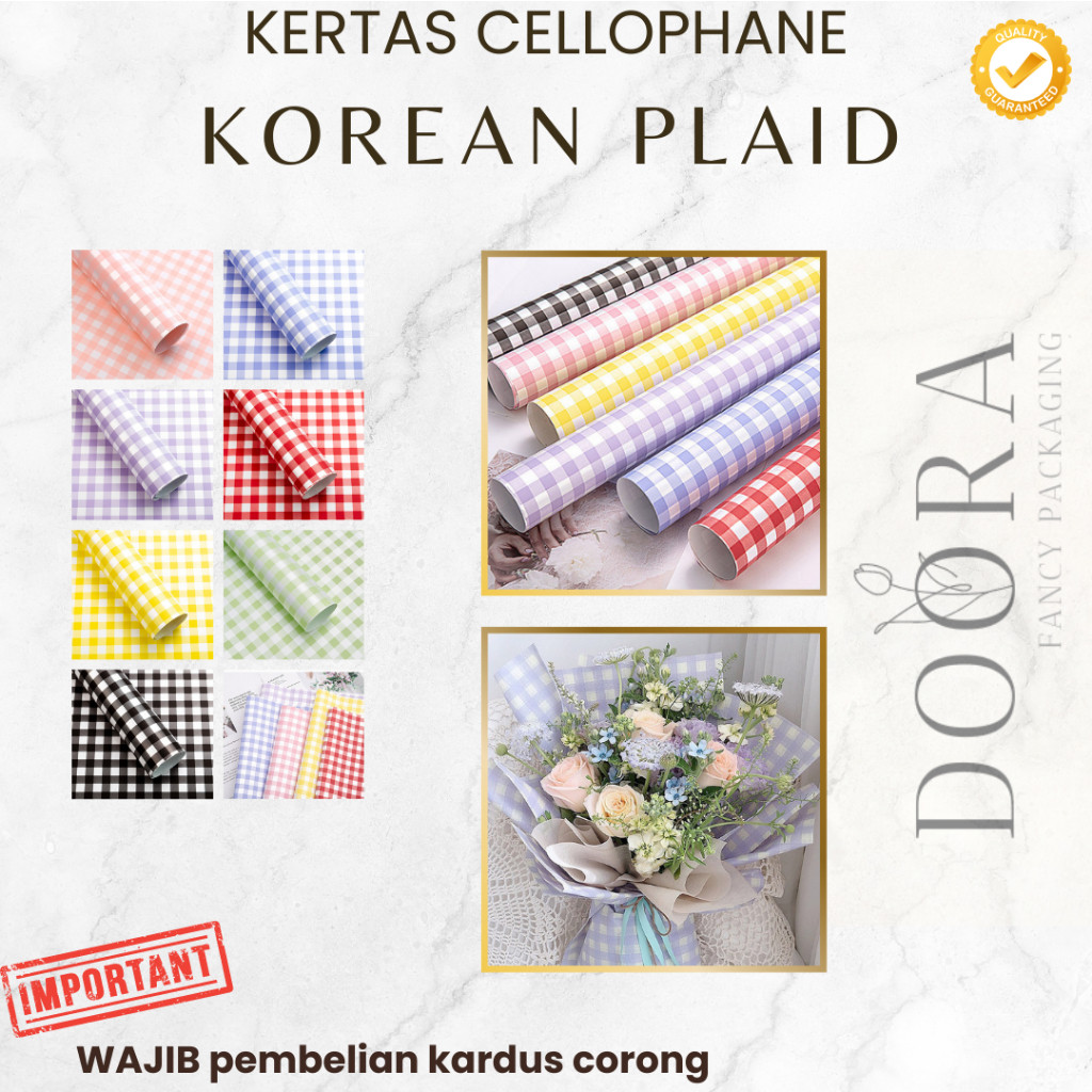 

Kertas Cellophane Buket Bunga Korean Plaid [20lembar]