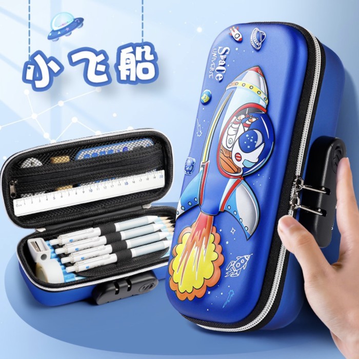 

[Collection New] WWH14C Tempat Pensil EVA Sekolah BESAR LOCK KUNCI School Pencil TKM - Rocket