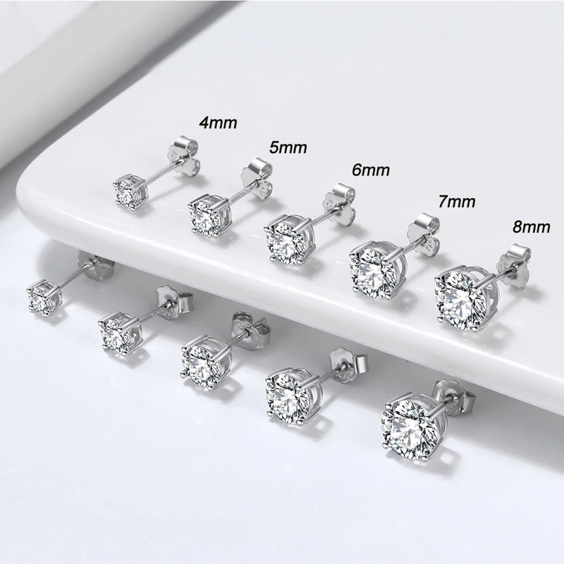 Anting Titanium Tusuk Piercing Permata Berlian Pria Wanita Anti Karat Asli