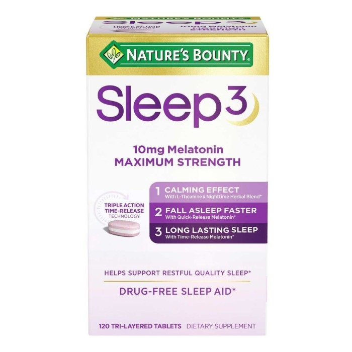 Nature's Bounty Sleep 3 Melatonin 10 mg Triple Action 120 Tablets