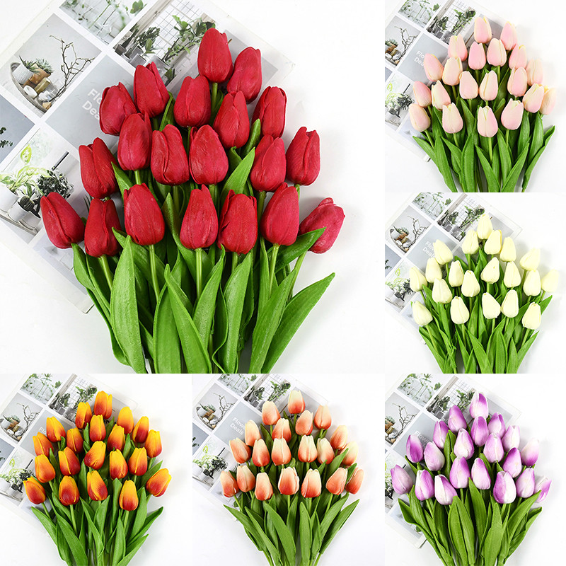 

35 cm Tulip Flower Artificial Tulip Bouquet 10/5Pcs PE foam Fake Flower for wedding Ceremony Decor Home Garden Bouquet Decor