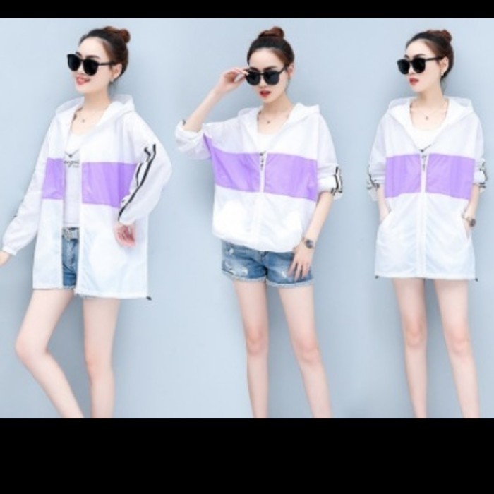 Jaket Trendy Wanita Korea Parasut Tipis Semi Transparant IMPORT - LIGHT PINK