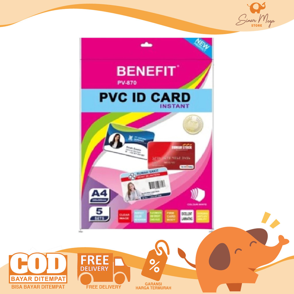

Benefit PVC ID Card A4 PV-870 - Plastik Kartu Identitas Isi 5 Set Murah
