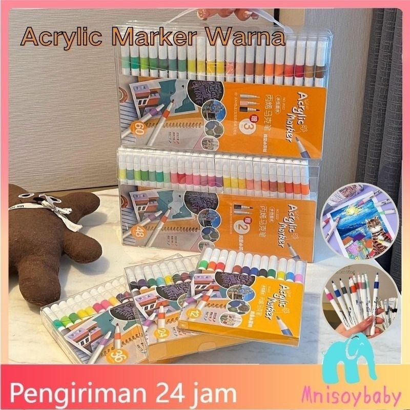 

【COD】Spidol Warna Set 60/48/36/24pcs Pen Akrilik Marker Warna Cepat Kering Tahan Air Spidol Acrylic Painter Menggambar Kreativitas Seni Edukasi Anak Grasp Acrylic Markers Akrilik Marker Painter Set Pulpen Warna Tahan Air Dan Tahan Lama