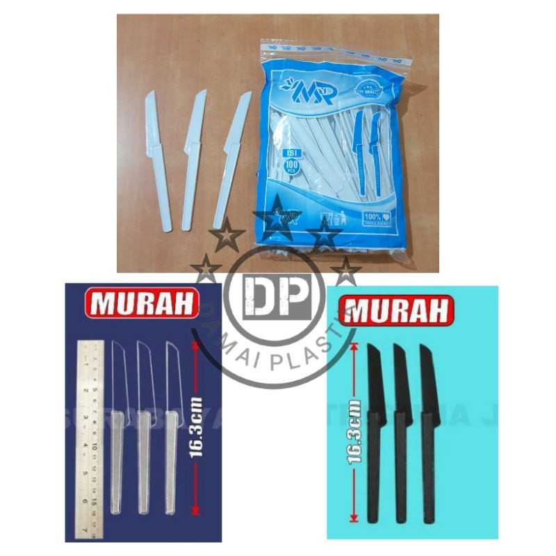 S PISAU PLASTIK KUE Brownies KECIL PISAU ROTI CAKE PISAU PIZZA  ISI 100PCS Pisau Plastik Kue Tart Pi