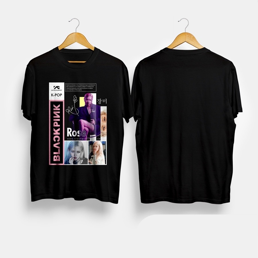 Kaos Baju Rose Black Pink Aesthetic Kaos Kpop