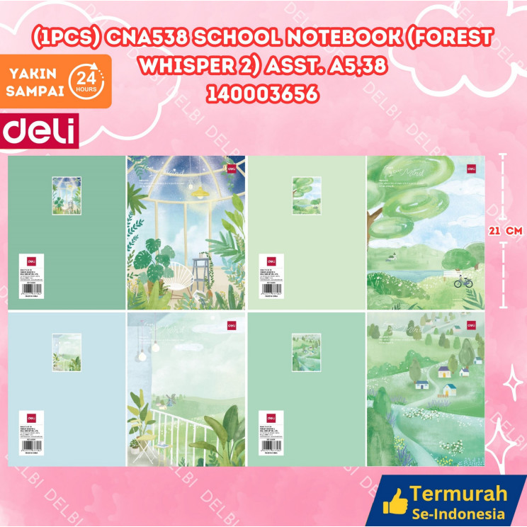 

2024 Buku Tulis Sekolah DELI 38 Lembar – Forest Whisper 2 (1PCS) CNA538 School Notebook (Forest Whisper 2) ASST. A5,38 BUKU TULIS DELI 38 LEMBAR FOREST 2