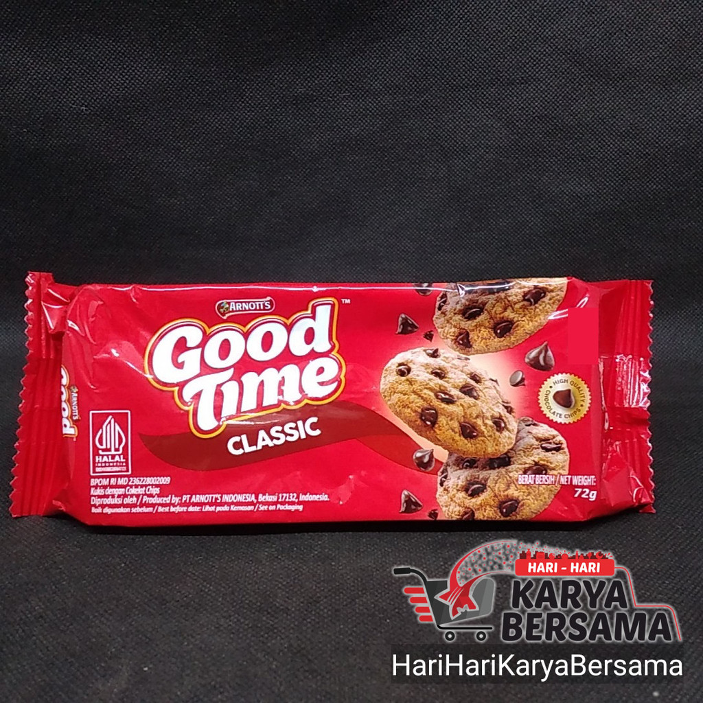 

MAKANAN RINGAN BISKUIT ARNOTT'S GOOD TIME CLASSIC COOKIES COKELAT CHIPS 72GR