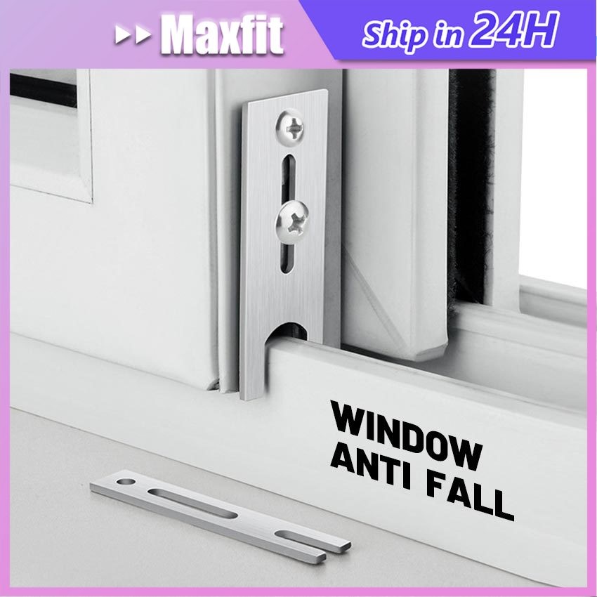 2Pcs Rel Jendela Sliding Anti Fall Aluminium Kunci Jendela Geser Safety Sliding Window Aksesori Jend