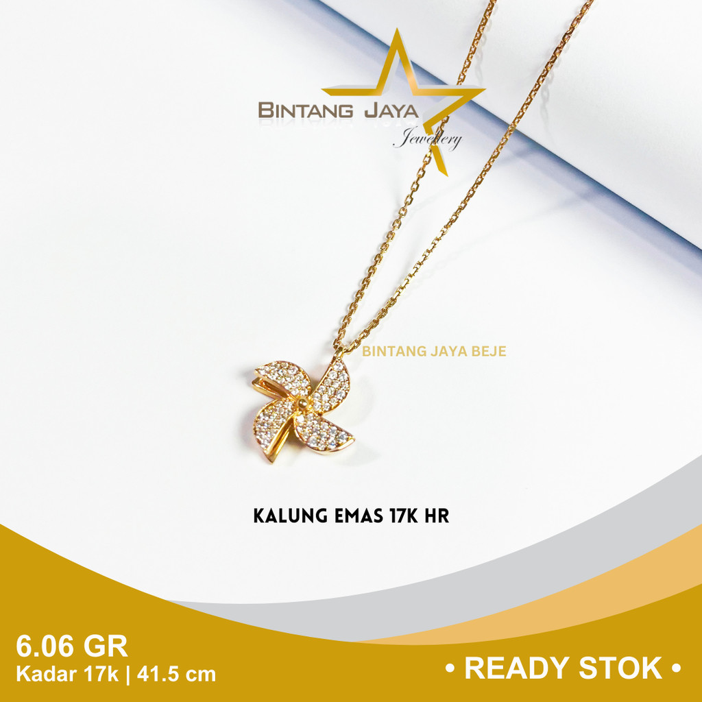 Kalung Emas Rosegold Kadar 750 17K Berat 6.06 gr gram Panjang 41.5 cm Model Rantai Segi Kincir Angin