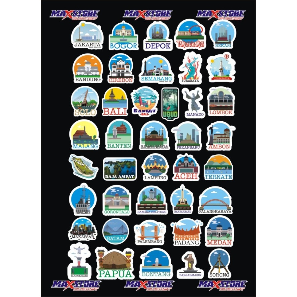 

sticker koper kota indonesia / luggage sticker / indonesia city sticker/ travel sticker pack / indonesia city sticker pack