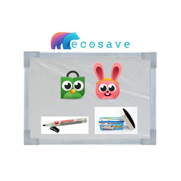 

Whiteboard Mini Magnetic 20x30 cm Papan Tulis Anak EcoSave Murah