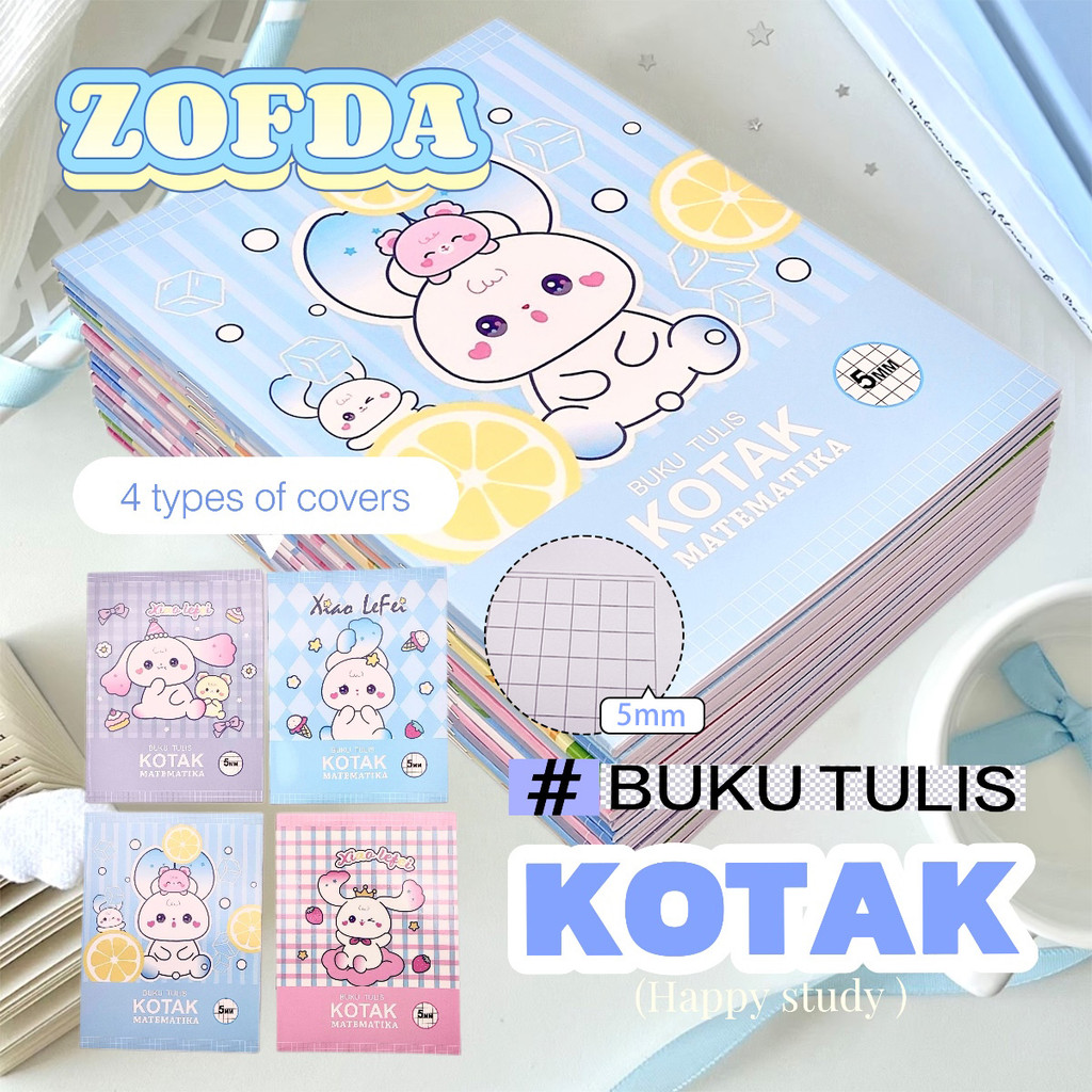 

ZOFDA Buku Kotak Kecil Buku Tulis Grid 38 Lembar Pak isi 5/10pcs Buku Tulis Sekolah Lucu Catatan Grid 5mm Motif Kartun Lucu Notebook