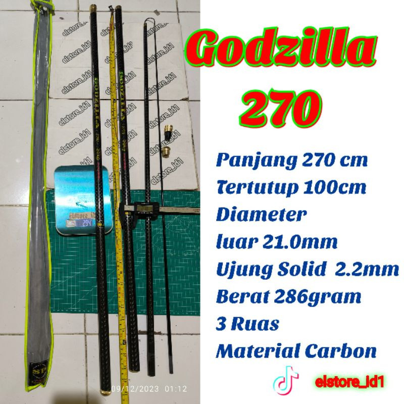 Joran Tegek Super Kaku carbon Godzilla Badak Galatama Lele Babon drag 20kg carbon 250 & 270