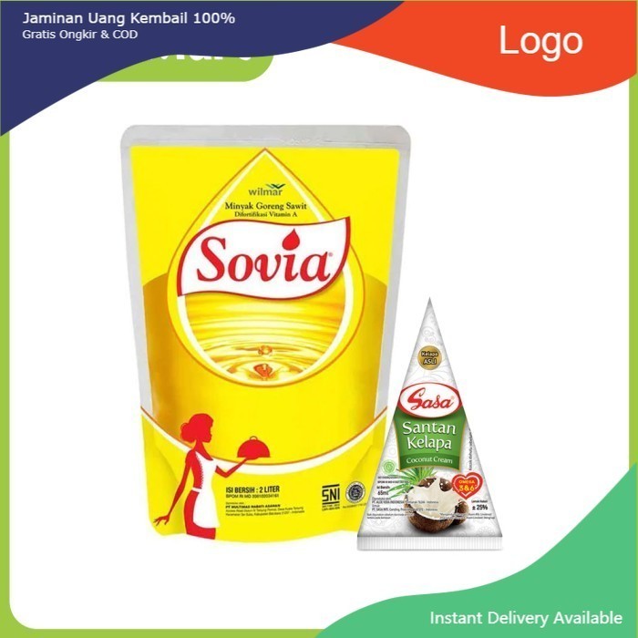 

LBJ KM Paket Minyak Goreng Sovia 2 L + Santan Kelapa Sasa 65 Ml