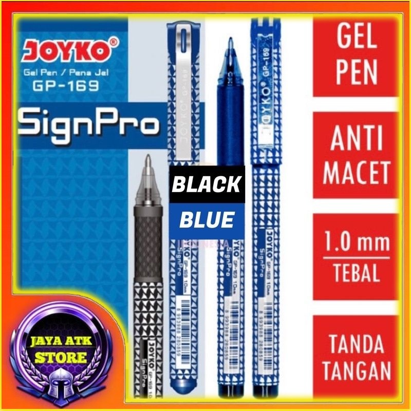 

Pen Tanda Tangan JOYKO Sign Pro GP-169 Gel Pen Hitam Dan Biru Ecer 1.0 Mm